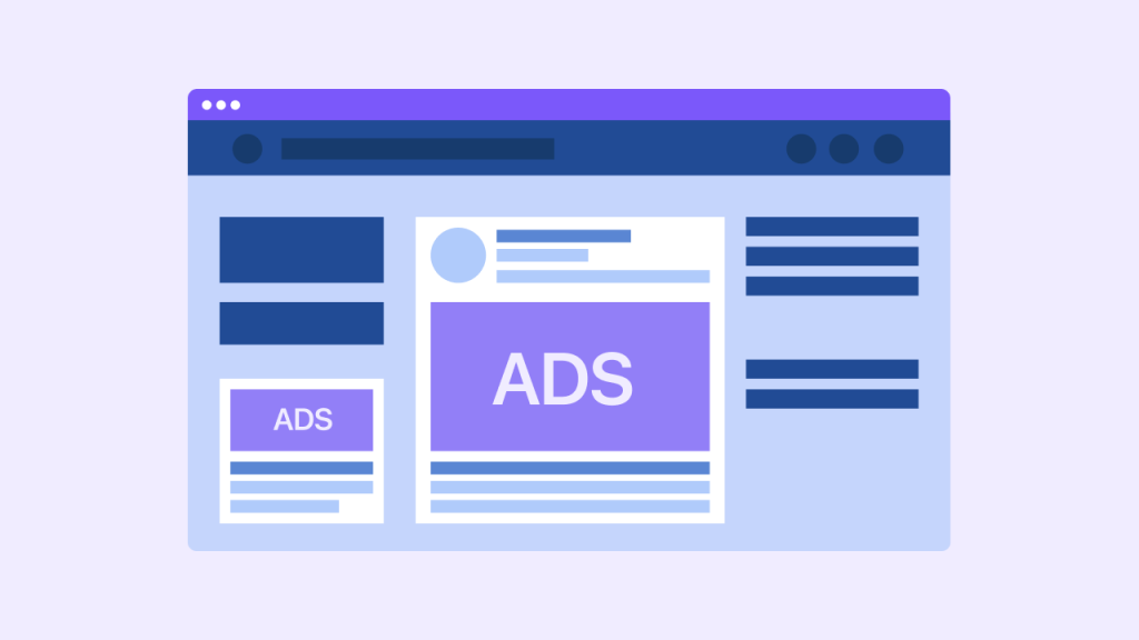 An animation of ad placement on Facebook.