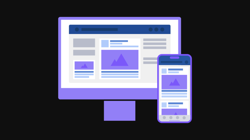 An illustration of a computer and cellphone displaying marketing ads.