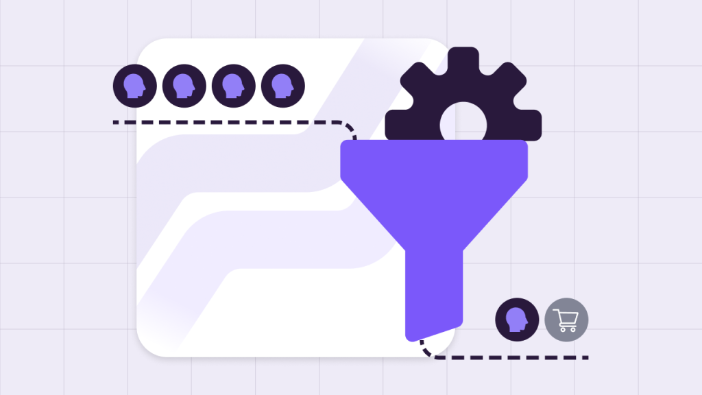 An illustration of a funnel converting customers.
