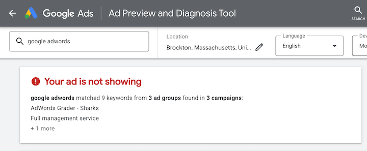 An example of an issue with google Ads not showing up. 